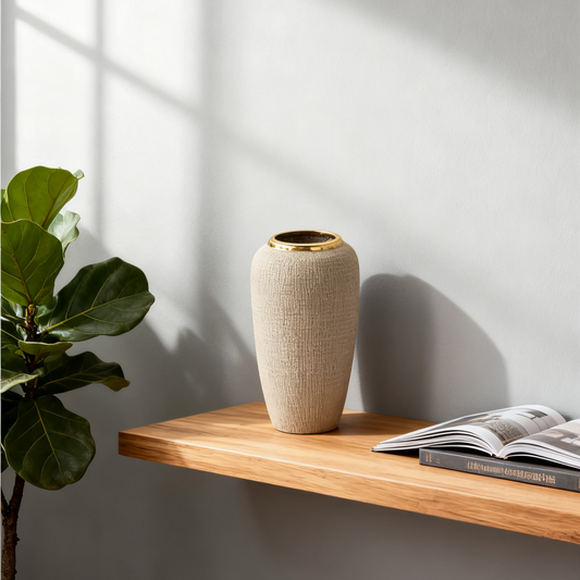 CERAMIC 12.25 VASE | Champagne