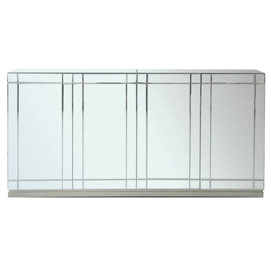 ADLER SIDEBOARD | Beveled Edge Mirror on Hardwood | 4 Door