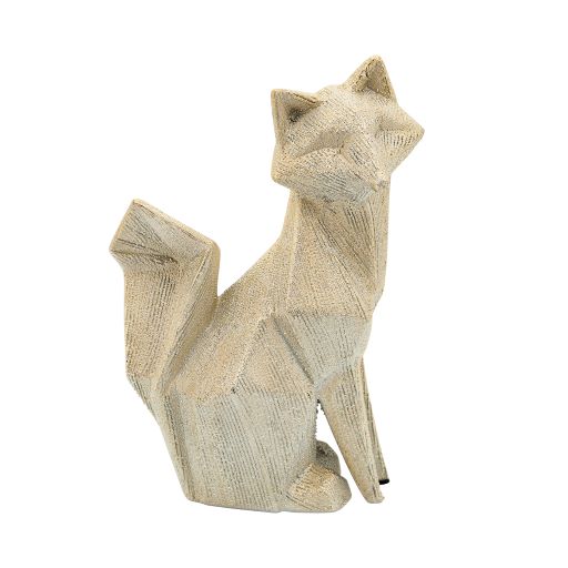 CERAMIC 10 BEADED FOX FIGURINE | Champagne