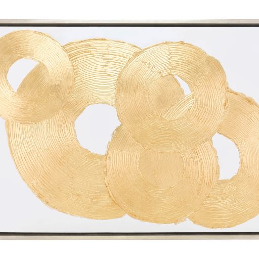 59X35, HAND PAINTED GOLD LEAF CIRCLE SEQUENCE