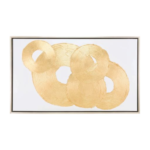 59X35, HAND PAINTED GOLD LEAF CIRCLE SEQUENCE