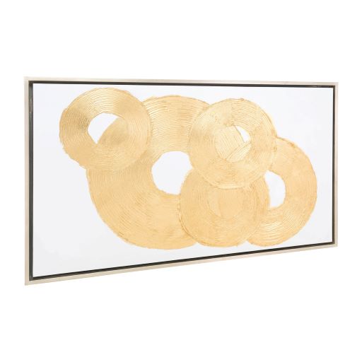 59X35, HAND PAINTED GOLD LEAF CIRCLE SEQUENCE