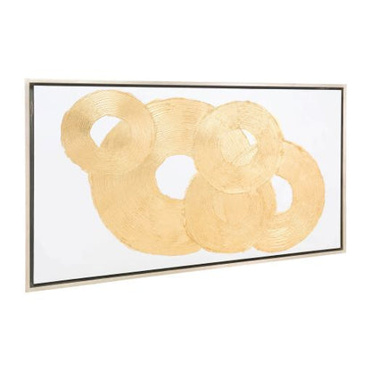59X35, HAND PAINTED GOLD LEAF CIRCLE SEQUENCE