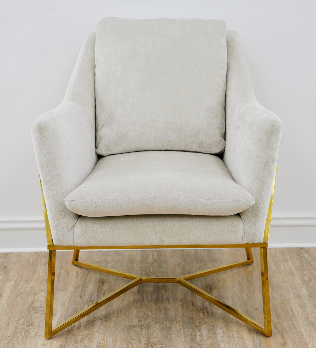 Hazel Gold Chair off White fabric and Grey
