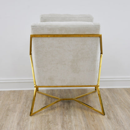 Hazel Gold Chair off White fabric and Grey