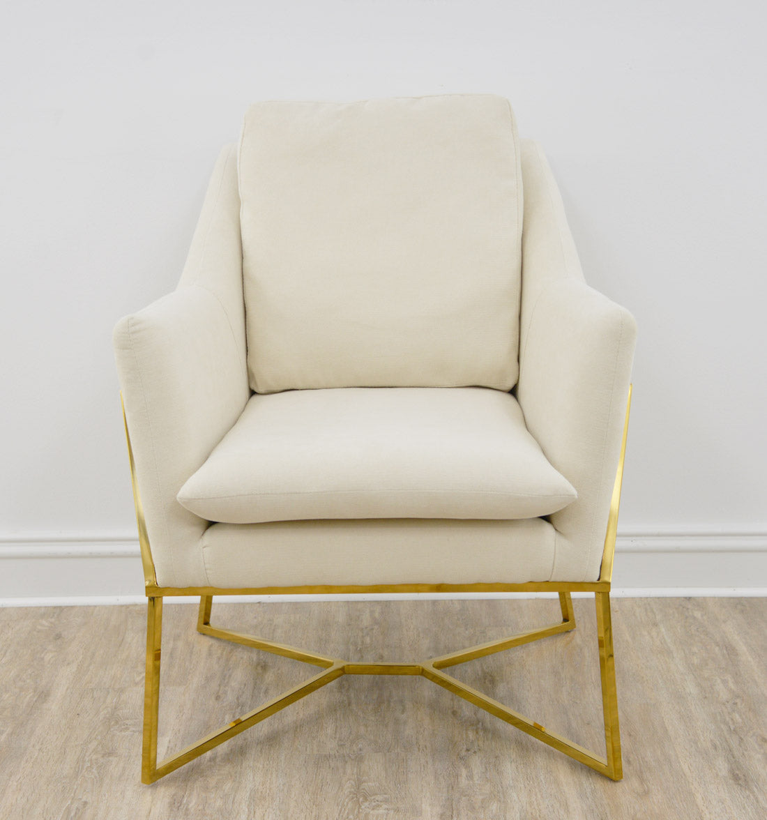 Hazel Gold Chair off White fabric and Grey