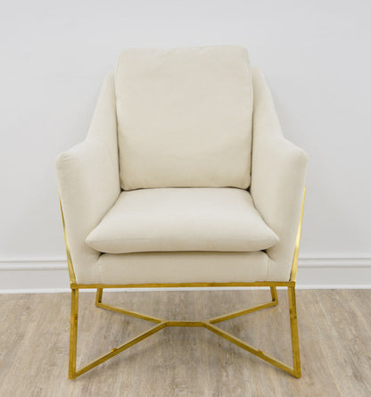 Hazel Gold Chair off White fabric and Grey