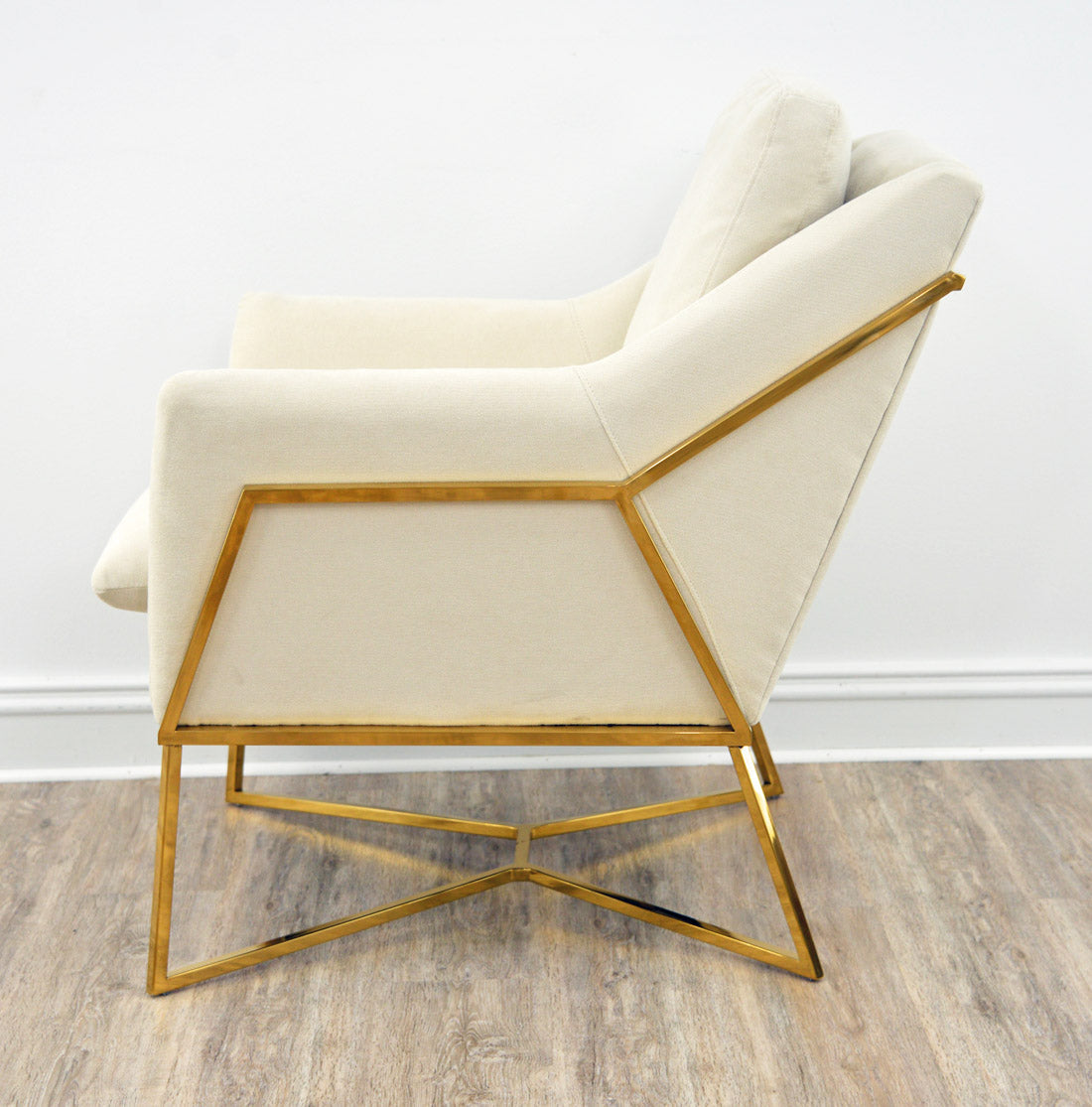 Hazel Gold Chair off White fabric and Grey
