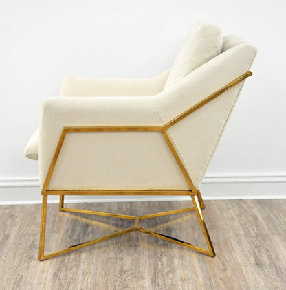 Hazel Gold Chair off White fabric and Grey