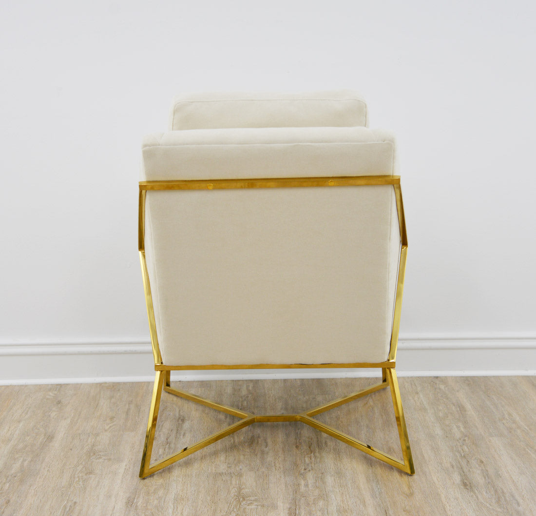 Hazel Gold Chair off White fabric and Grey