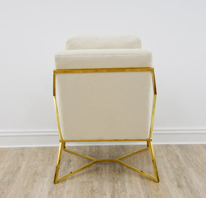 Hazel Gold Chair off White fabric and Grey