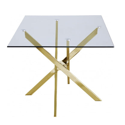 GLASS TOP TABLE | Rich Gold Finish