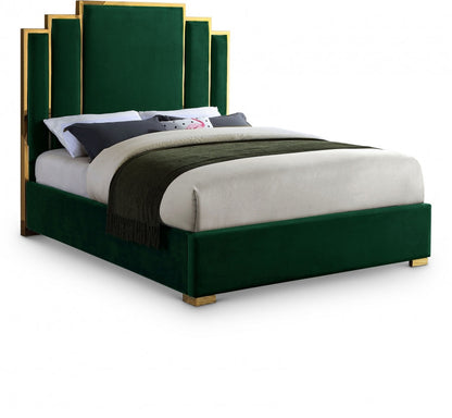 ROYAL BLACK VELVET GOLD BED