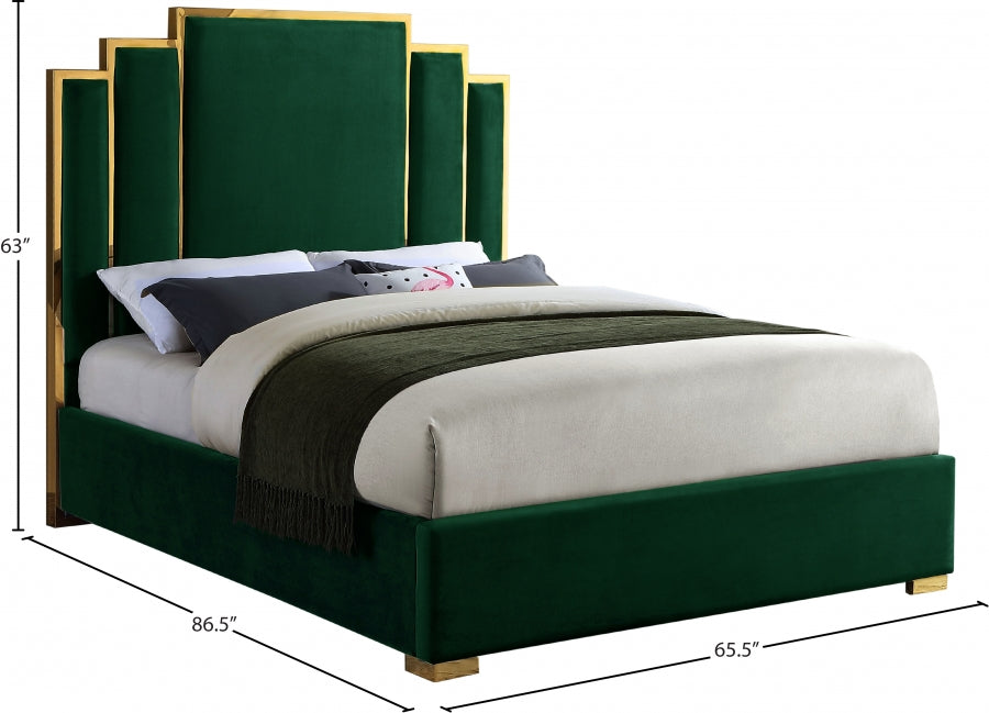 ROYAL BLACK VELVET GOLD BED