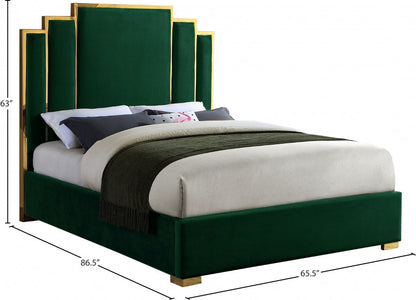 ROYAL BLACK VELVET GOLD BED