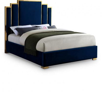 ROYAL BLACK VELVET GOLD BED