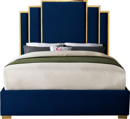 ROYAL BLACK VELVET GOLD BED
