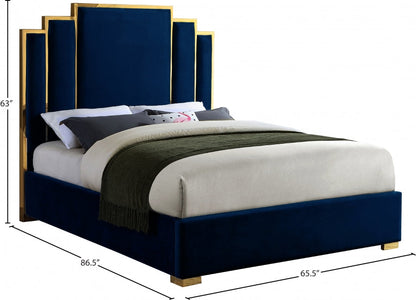 ROYAL BLACK VELVET GOLD BED