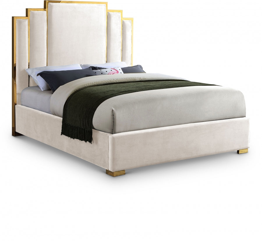 ROYAL BLACK VELVET GOLD BED