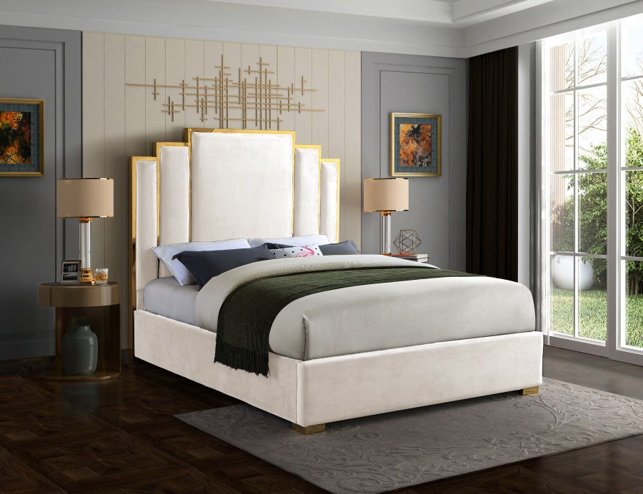 ROYAL BLACK VELVET GOLD BED