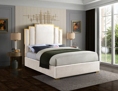 ROYAL BLACK VELVET GOLD BED