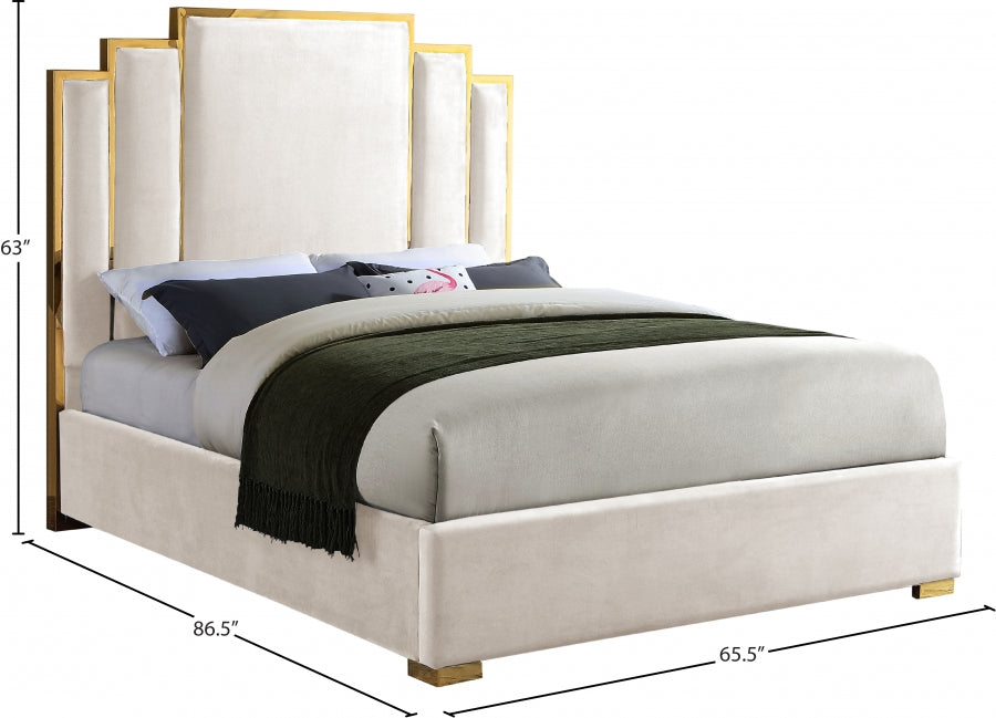 ROYAL BLACK VELVET GOLD BED