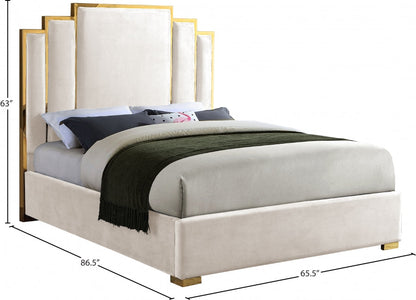 ROYAL BLACK VELVET GOLD BED