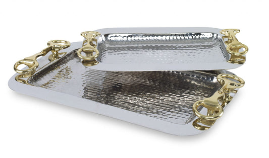 Silver and gold glam tray set