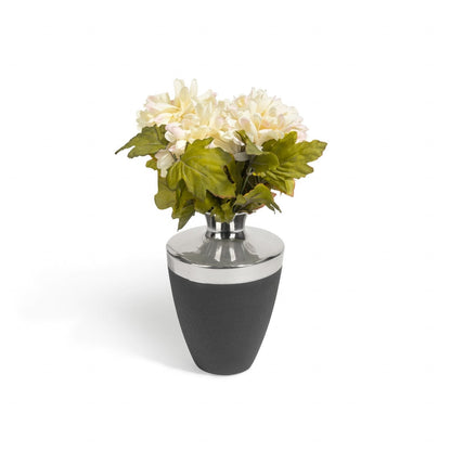 Silver and black vase