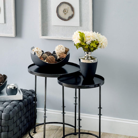 Silver and black vase