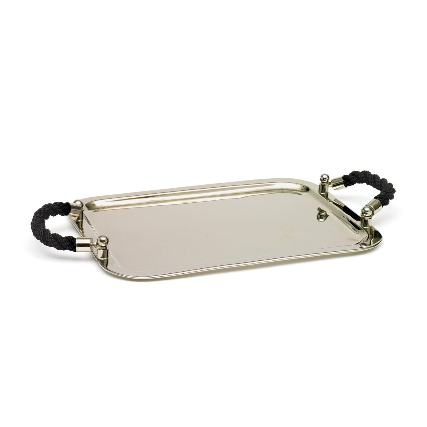 SILVER TRAY W/BLACK ROPE