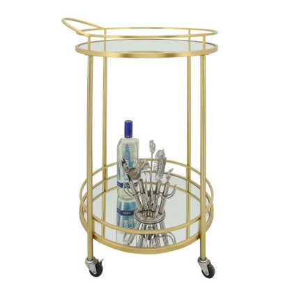 METAL 32H ROUND 2-LAYERED BAR CART, GOLD