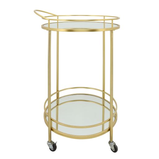 METAL 32H ROUND 2-LAYERED BAR CART, GOLD