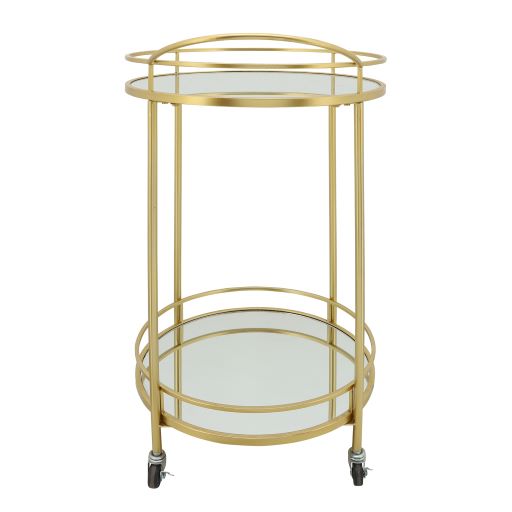 METAL 32H ROUND 2-LAYERED BAR CART, GOLD