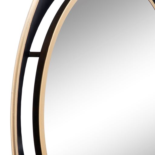 METAL 35 ROUND MIRROR W/ GOLDRIM, BLACK