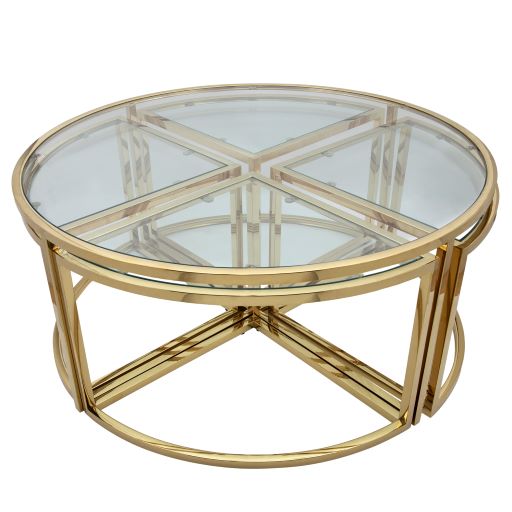 METAL PULL OUT COFFEE TABLE, GOLD