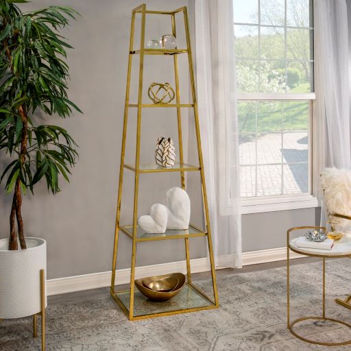 STAINLESS STEEL ETAGERE, GOLD