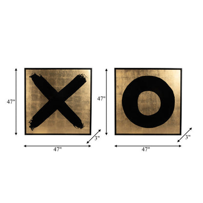 S/2 HAND PAINTED X AND O FRAMES | Gold/Black