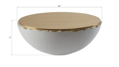 Broken Egg Coffee Table White and Gold Leaf