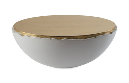 Broken Egg Coffee Table White and Gold Leaf