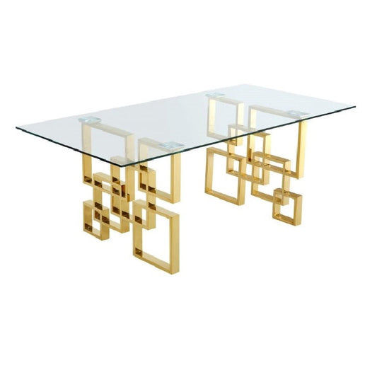GLASS TOP GOLD LEGS TABLE