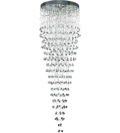 LARGE FOYER CRYSTAL CHANDELIER IN CHROME WITH ROYAL CUT CLEAR CRYSTAL