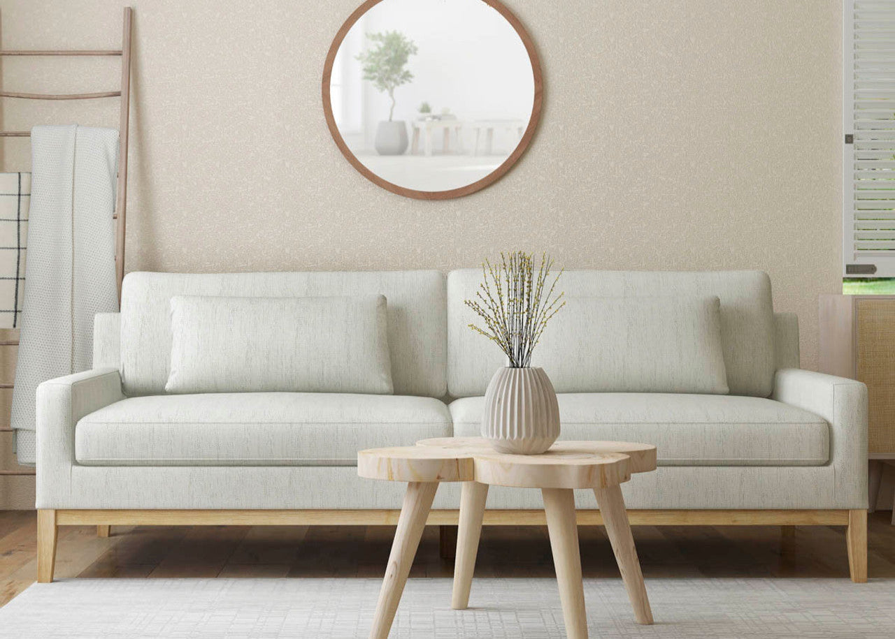 Wood, 3-Seater Bolstered Sofa, Beige