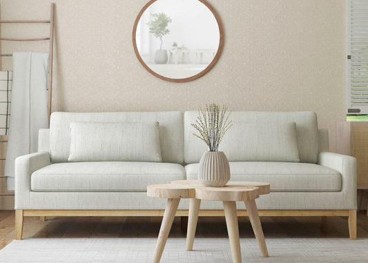 Wood, 3-Seater Bolstered Sofa, Beige