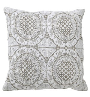 IVORY LACE ON COTTON/FEATHER-PILLOW
