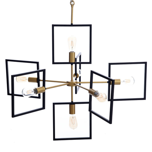 BLACK AND GOLD FINISHED METAL CHANDELIER