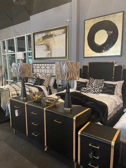 ROYAL BLACK VELVET GOLD BED