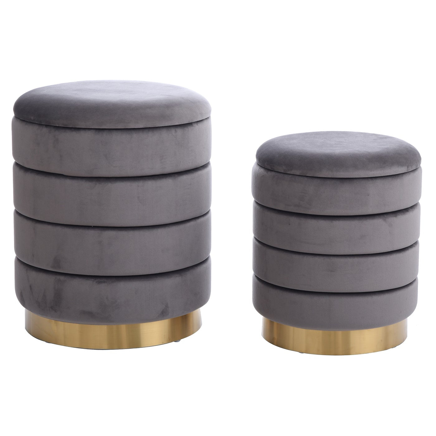 GREY VELVET OTTOMAN | Set of 2