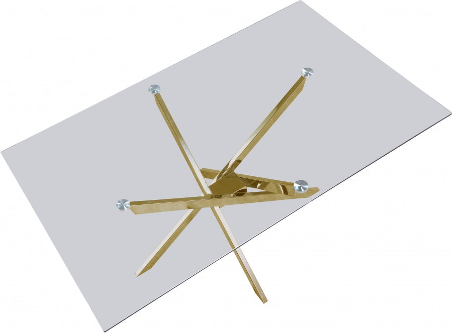 GLASS TOP TABLE | Rich Gold Finish