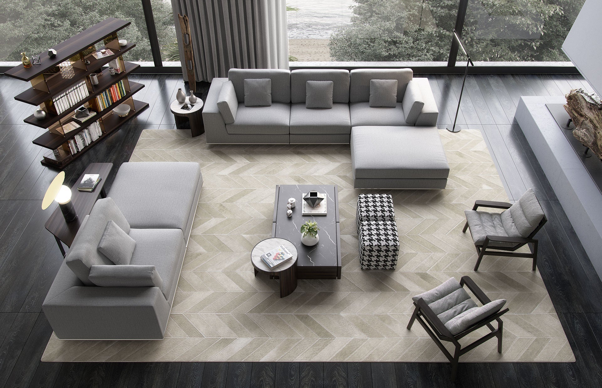 Fulton Lounge Chair - Mixed Marble Fabric